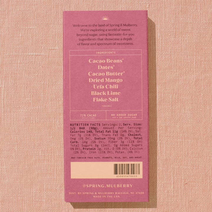 Spring & Mulberry - Wholesale Chocolate Bar - Mango Chili Date-Sweetened Dark Chocolate2