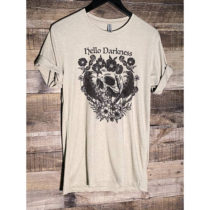 Outer Place - Wholesale Screen Printed T-Shirt - Women's - Hello Darkness My Old Friend | Crow and Skull Tee4