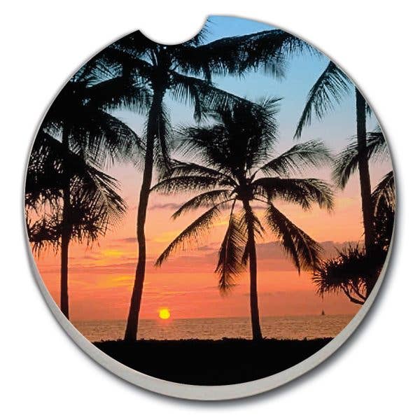 Palms Bulk Absorbent Stone Car Coaster-NO PACKAGING for wholesale by CounterArt/Highland Home/Thirstystone/CoasterStone