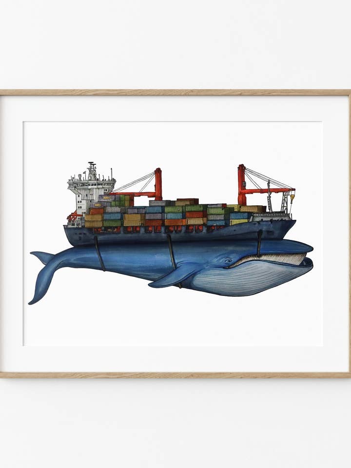 Impression Giclée Bleu Cargo Undertow Ornée à la Main pour la vente par Dorsal Fine Design