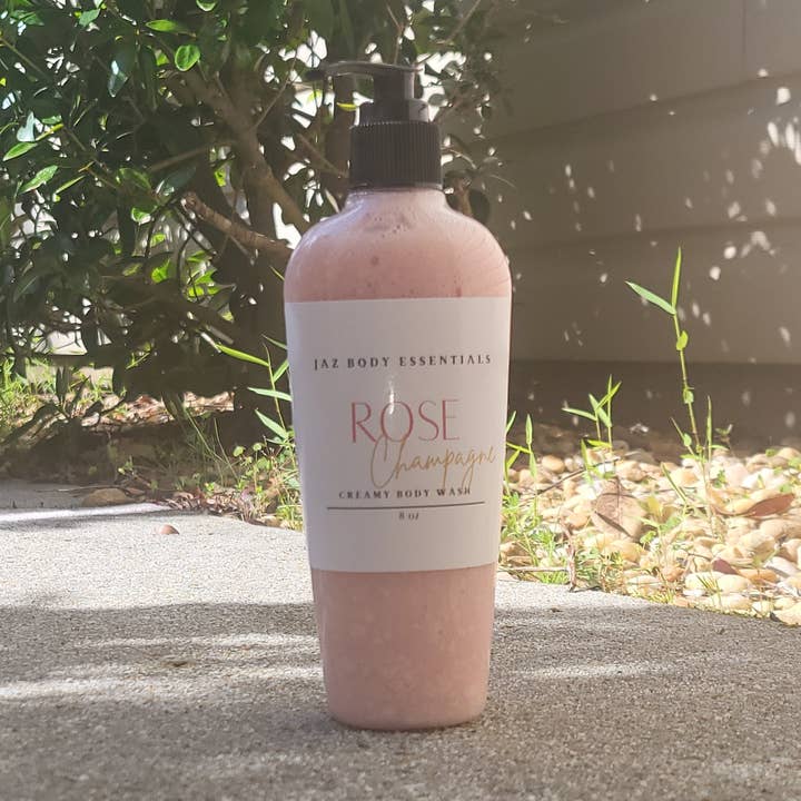 Rose Champagne Creamy Body Wash 8oz for wholesale by Jaz Body Essentials
