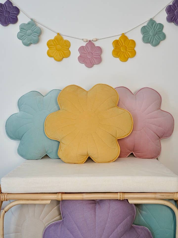 Velvet bloom pillow "Honey azalea" for wholesale by Moi Mili