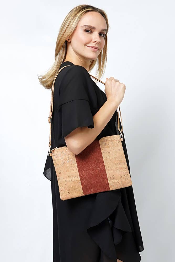 Hana - Wholesale Crossbody Bag - Women's - Bold Middle Stripe Cork Clutch Crossbody Bag1