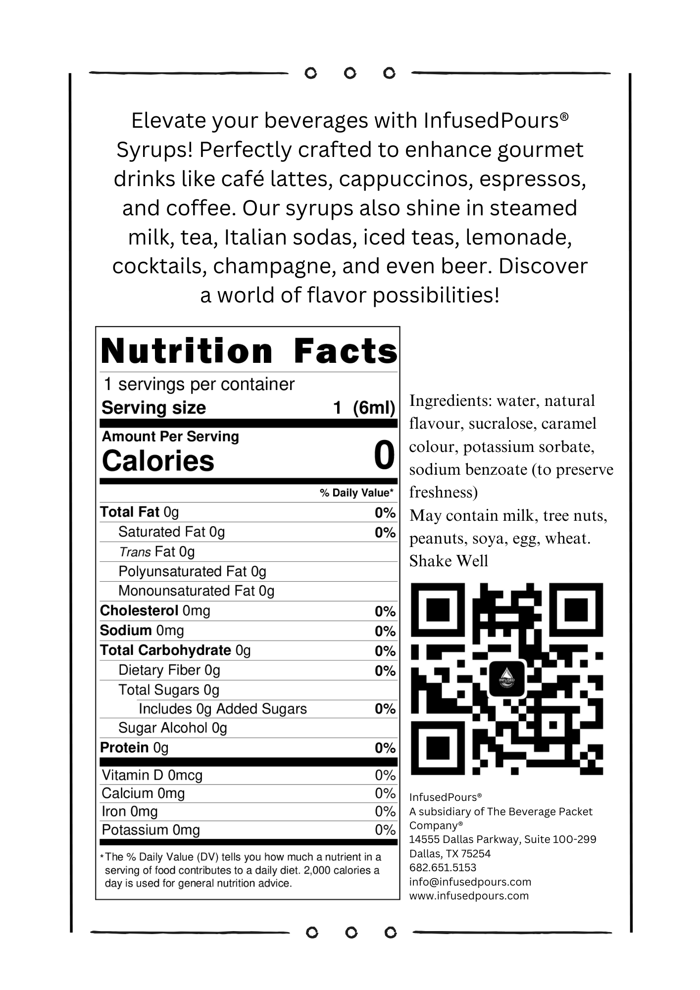 The Beverage Packet Company - Wholesale Flavored Syrup - Sugar Free Vanilla  (50 Bags Plus) 6mL2