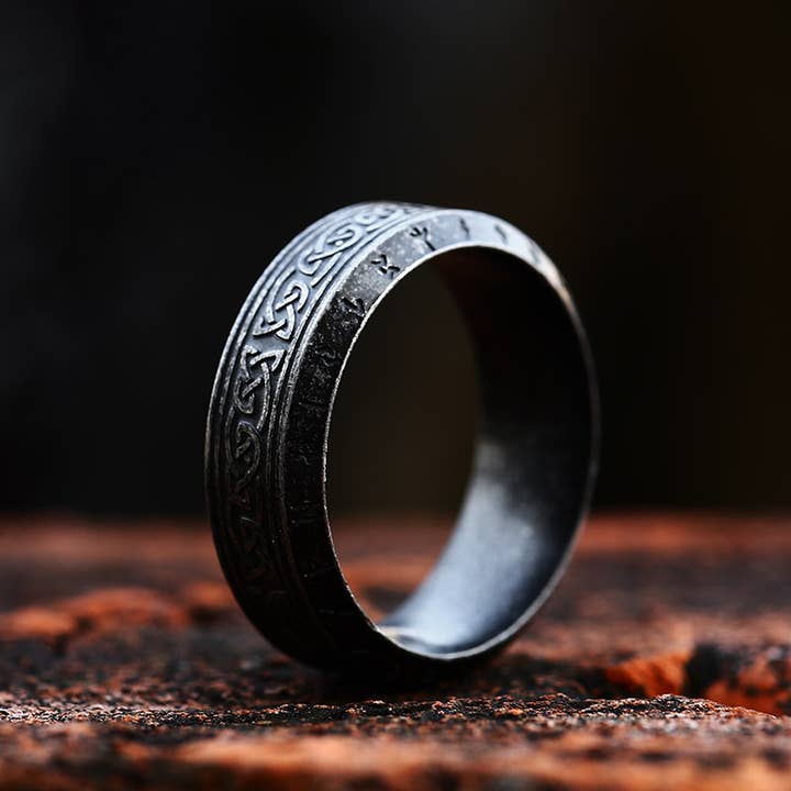 Gemcohub - Vendita all'ingrosso Anello midi/a fascia - Anello runico con nodo celtico in stile vichingo1