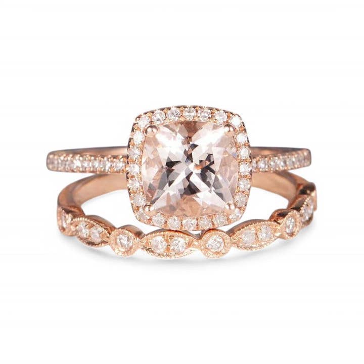 Lia Morganite and Gem Cluster Band in Gold Fill Lia Morganite and Gem Cluster Band in Gold Fill