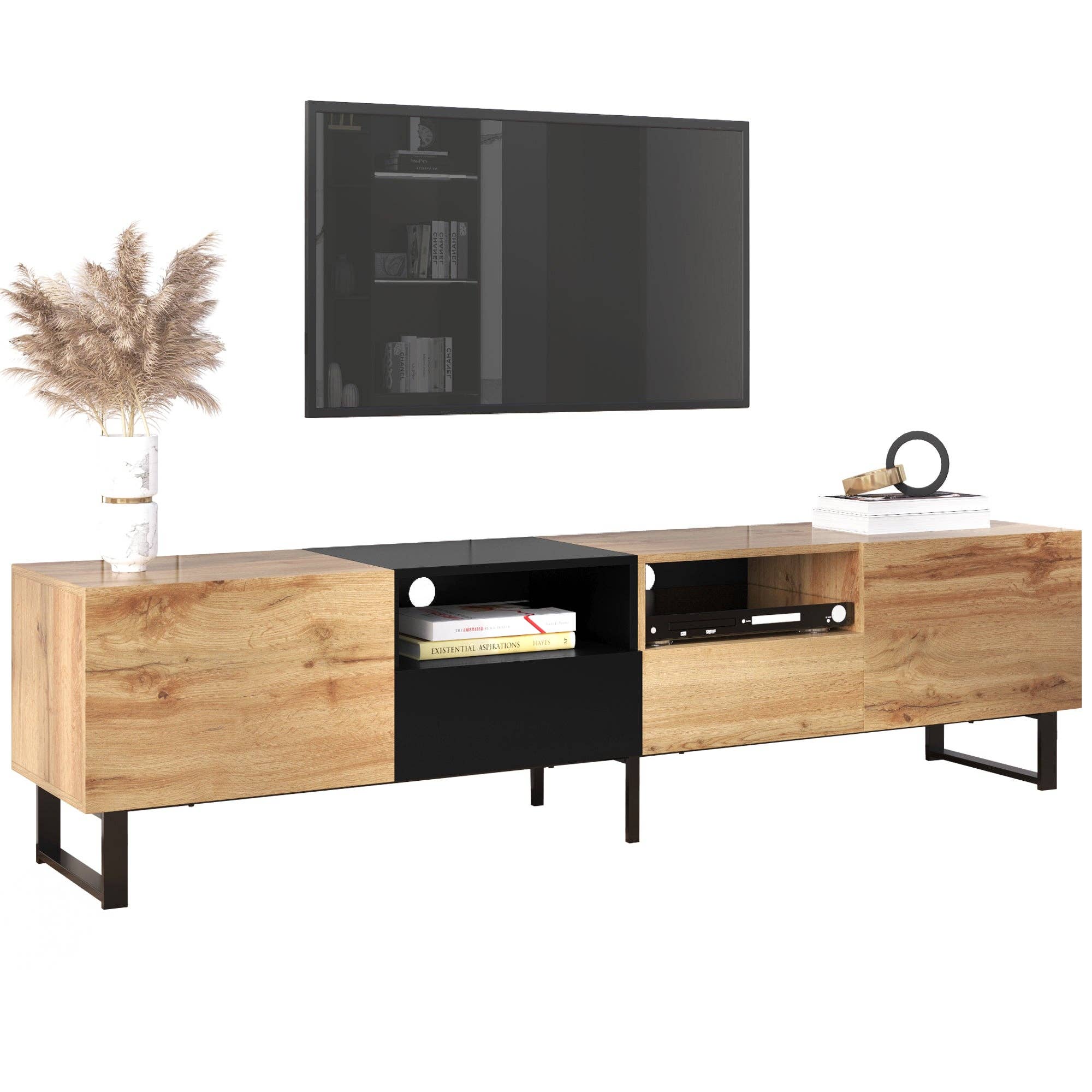 Urban Meuble - Wholesale Console Table - Modern TV stand with black and wood design and spacious storage space MODAI24