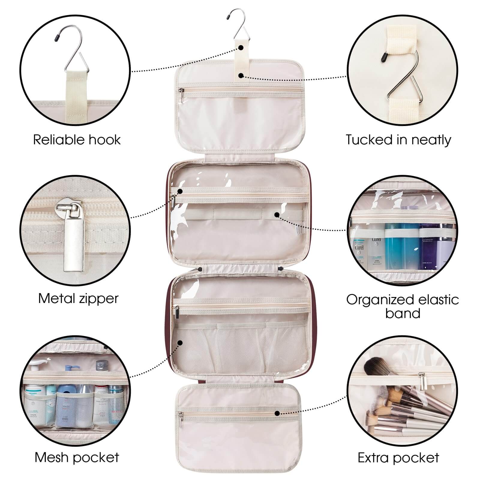 wandf - Wholesale Toiletry Bag - Women's - Large Capacity Waterproof Hanging Toiletry Bag Travel Bag34