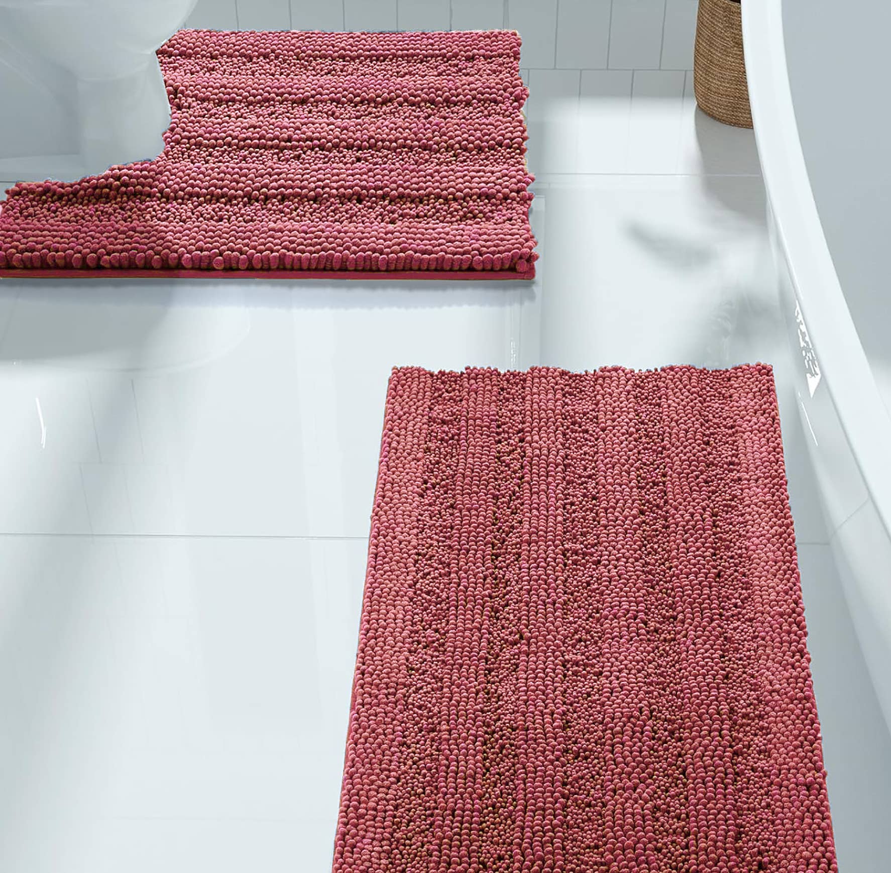 home mart goods - Wholesale Bath Mat Set - 2 Piece Soft Cozy Plush Chenille Bath Mat & Contour Bath Rug36