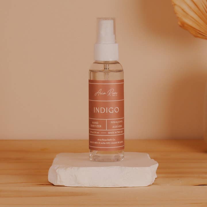 Indigo Hand Sanitizer for wholesale by Aria Rose Bath Co