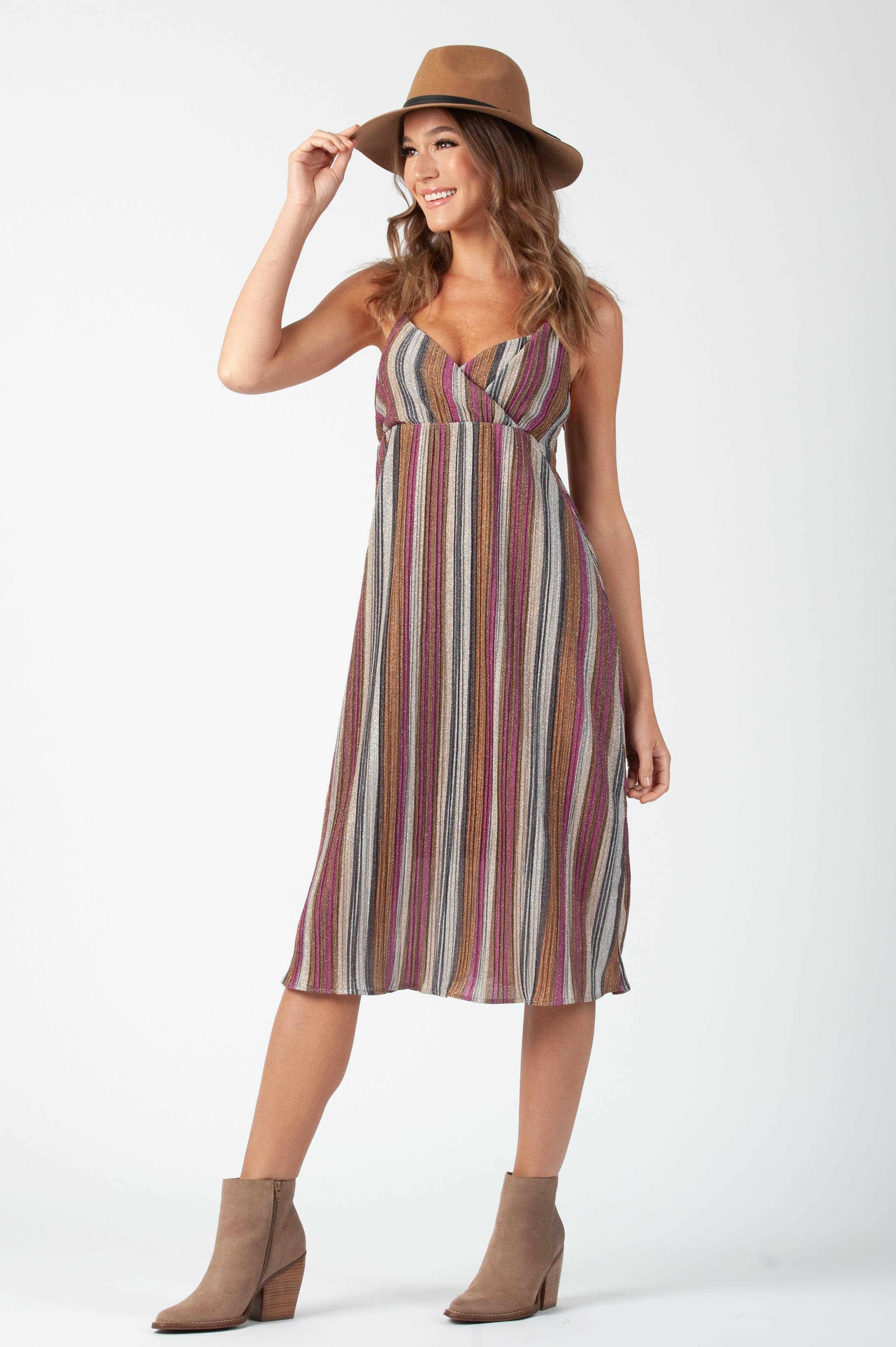 Lucca Couture - Wholesale Dress - Women's - Holiday Lurex Cross Back Midi Dress3