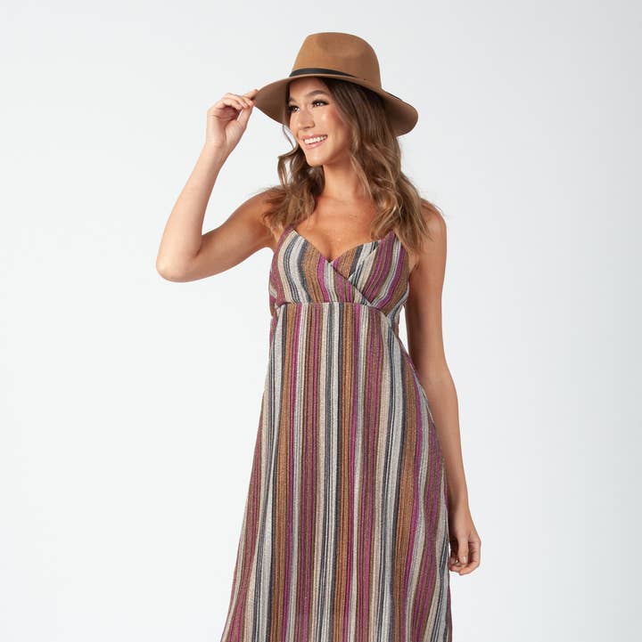 Lucca Couture - Wholesale Dress - Women's - Holiday Lurex Cross Back Midi Dress3