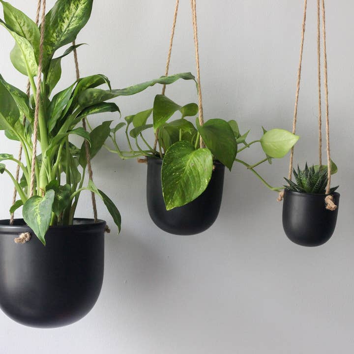 Sprout & About - Wholesale Hanging Planter - Matte Black Hanging Planter Pot