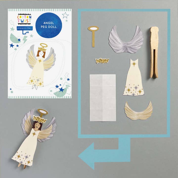 Cotton Twist - Wholesale DIY Craft Kit - Kids - Make Your Own Angel Peg Doll