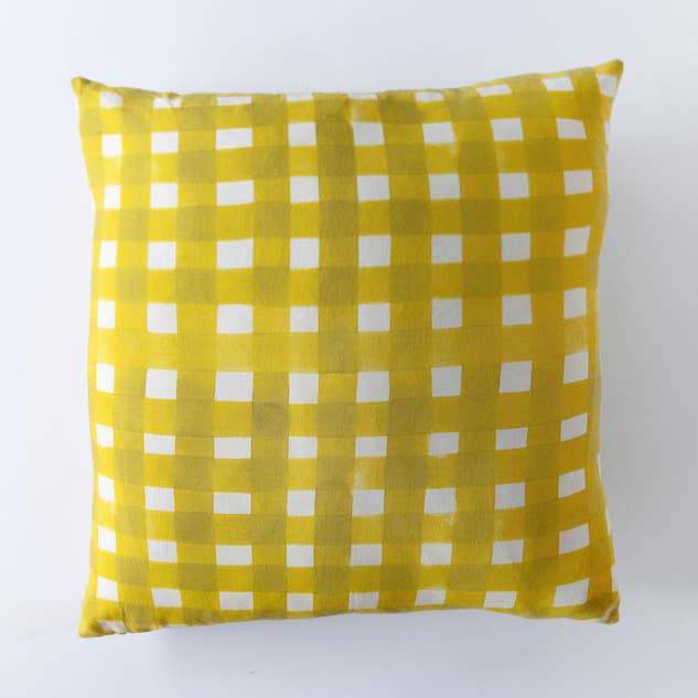 Cojín Amarillo de Rayado Cruzado para venta al por mayor de Goldie Home
