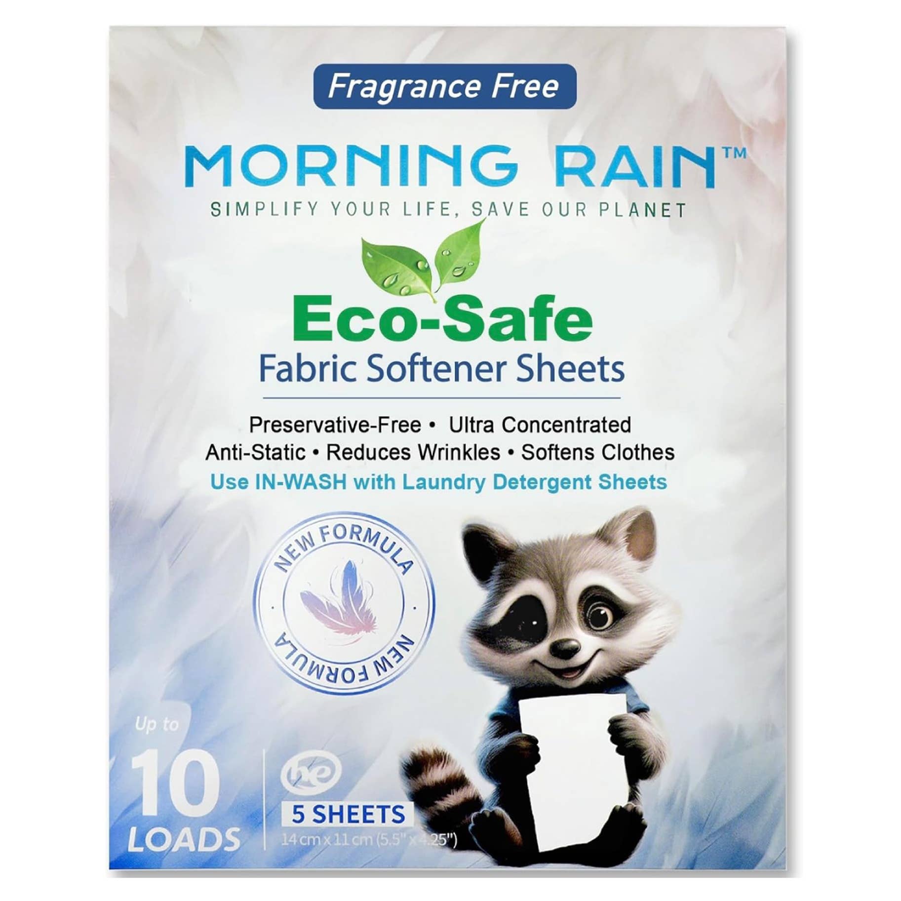 Morning Rain - Wholesale Fabric Softener - Softener Sheets New Formul Fragrance-Free 10 loads