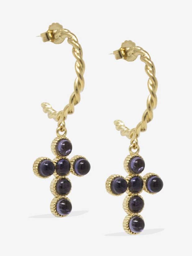 Iolite Cross Hoops for engroshandel hos Vintouch Jewels