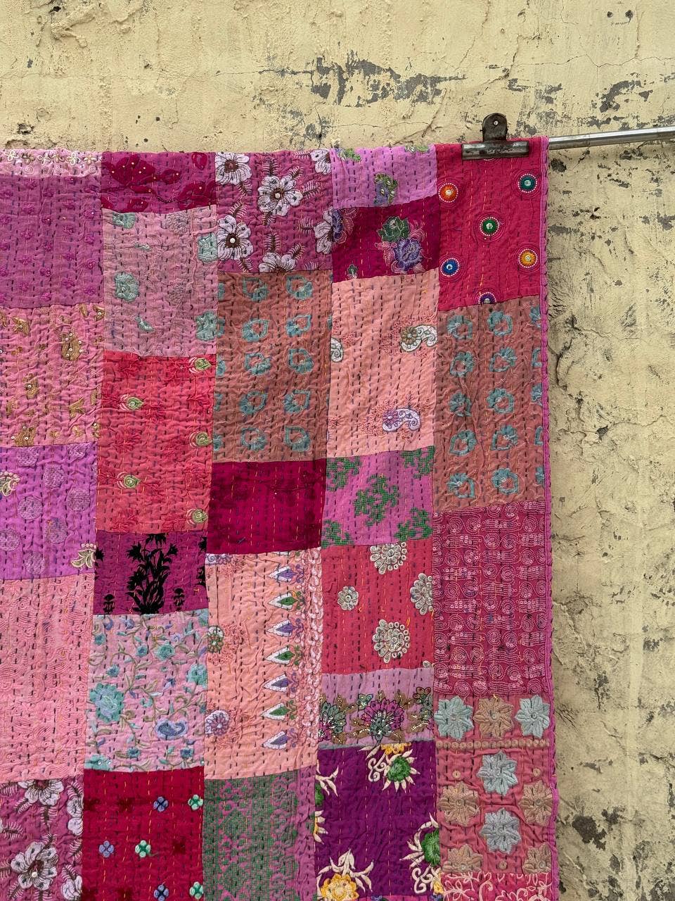 Bhawana Handicrafts - Wholesale Throw blanket - Kantha Stitched Patchwork Embroidery Quilts Cotton Bedspread6
