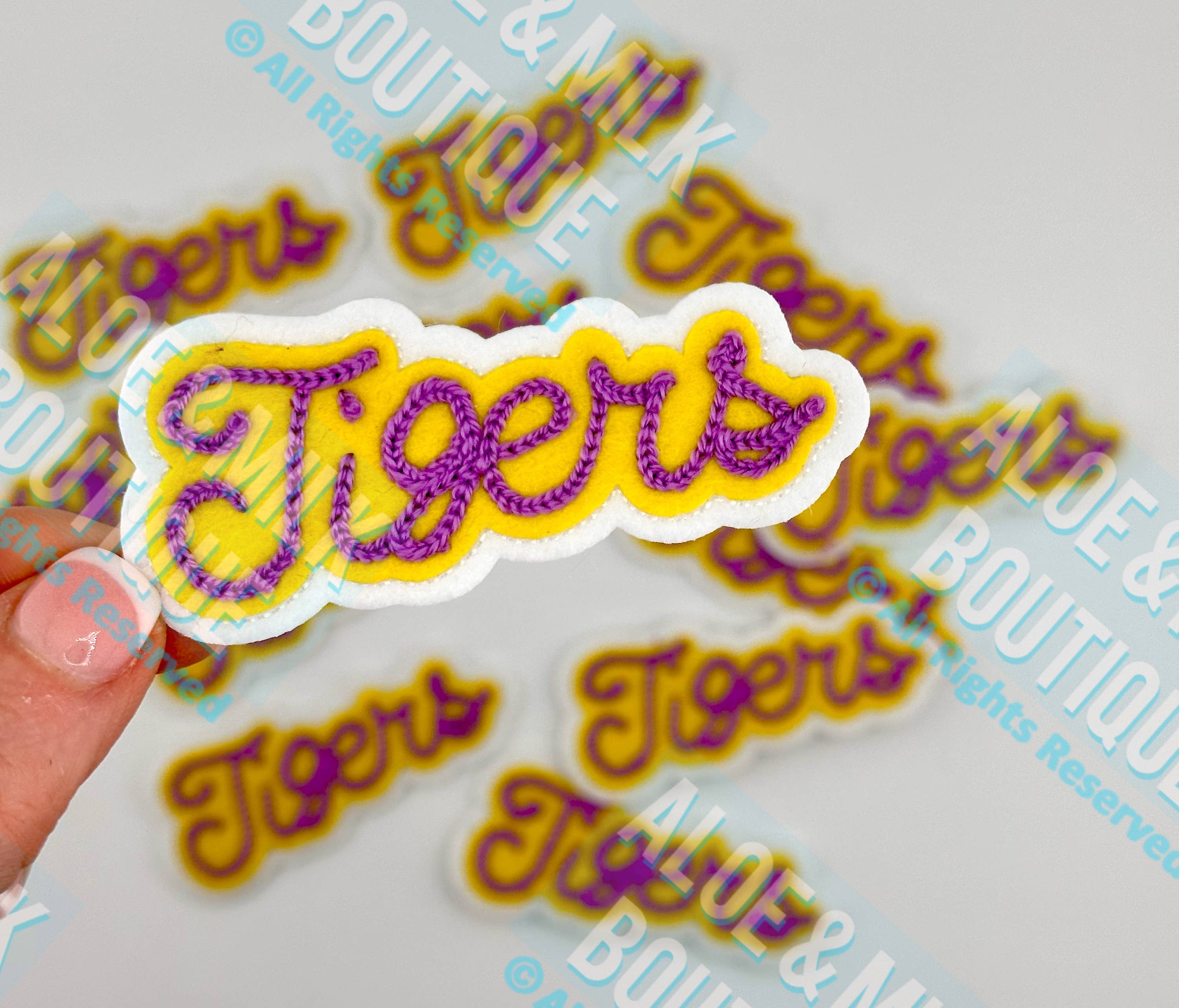 Aloe and Milk Boutique - Wholesale Patch - Chainstitch Tigers Patch, Tigers Fan, Hat patch, LSU