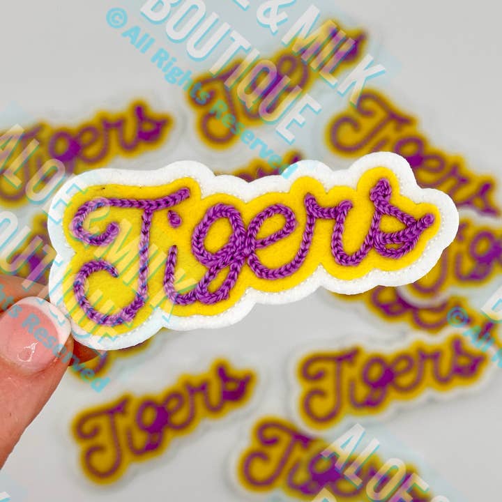 Aloe and Milk Boutique - Wholesale Patch - Chainstitch Tigers Patch, Tigers Fan, Hat patch, LSU0
