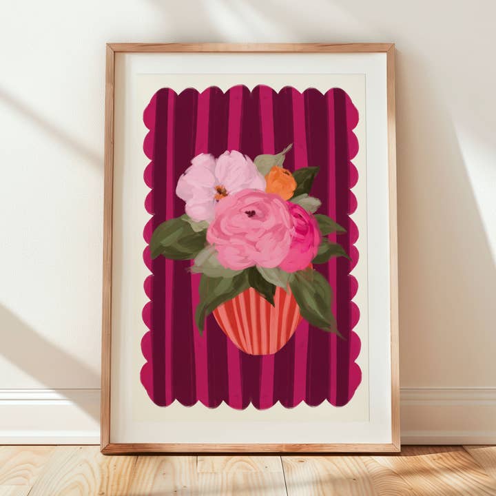 Rose Floral Art Print, Maximalist, Dopamine Decor for wholesale by Georgie King Designs