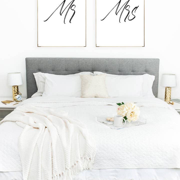 Mr & Mrs Bedroom Simple Decor Bedroom Prints Set Of 2 for wholesale by WinsterCreations™