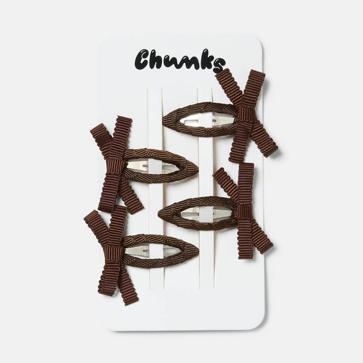 Bow Snap Clips in Chocolate for wholesale by CHUNKS
