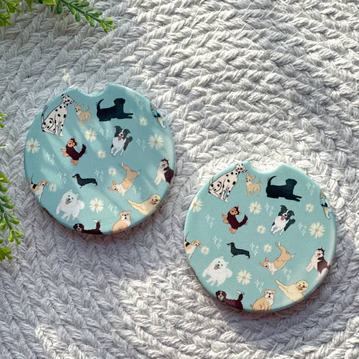 Dogs car coaster for wholesale by Ellie and Nala Design Co.