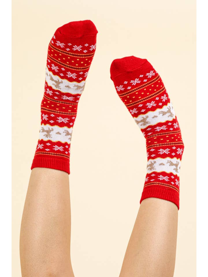 VERY J - Wholesale Socks - Women's - SC10042C-Christmas Graphic Crew Socks