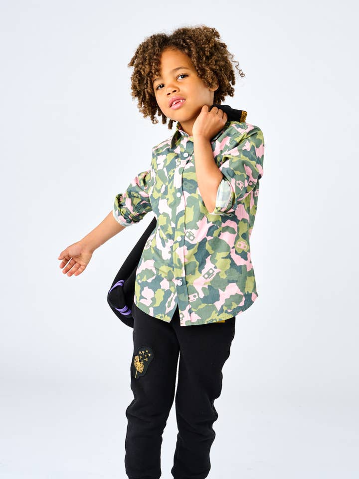 Camo Button-down Zip Shirt for wholesale by StereoType