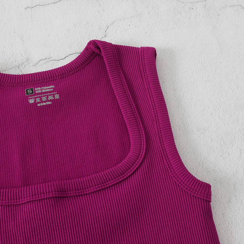 Wholesalesir - Wholesale Athletic Top - Women's - Square Neck Thread Yoga Sports Vest7