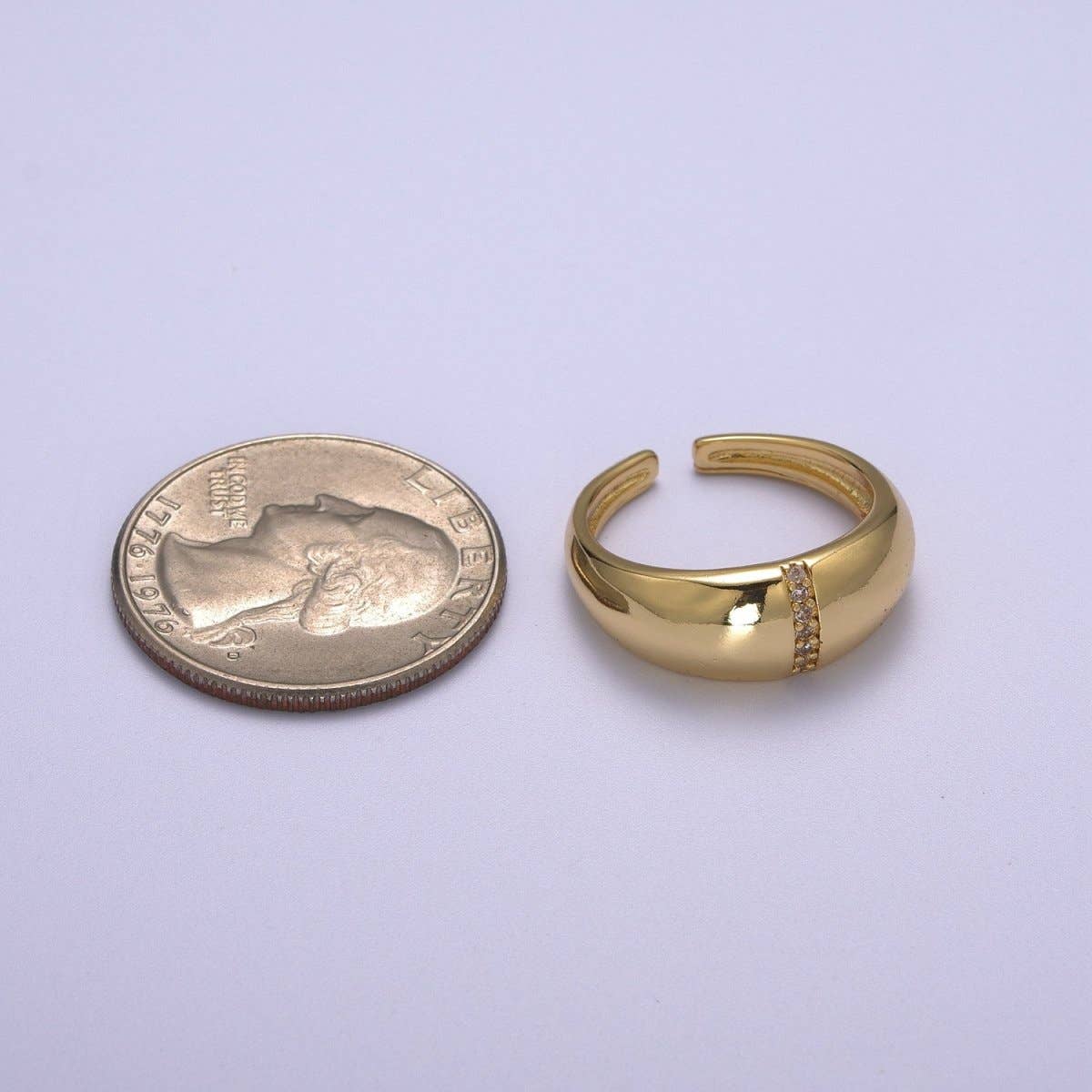 Aim Eternal – wholesale Band/stacked ring – Bold Dome Ring, Adjustable Gold Ring, Chunky Ring, Stackable Ring for Statement Jewelry Birthday Gift Idea for Her woman ring Sz 7.5 S-1814