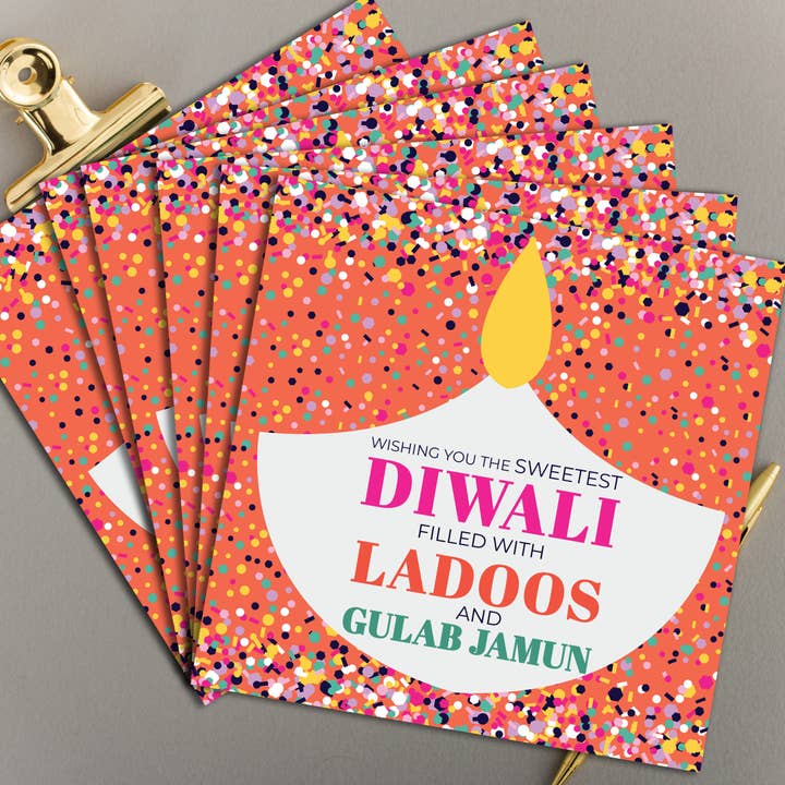 Eastern Print Studio - Wholesale Diwali card - x6 SWEETEST DIVALI | LADOOS & GULAB JAMUN1