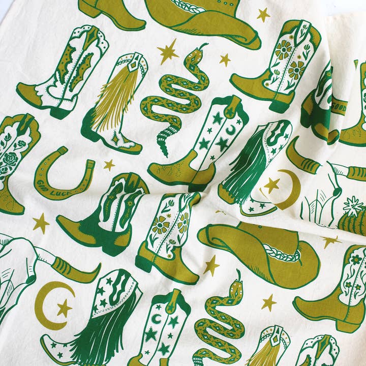 Calhoun & Co. – wholesale Tea towel – Howdy Cowgirl! Boots Tea Towel5