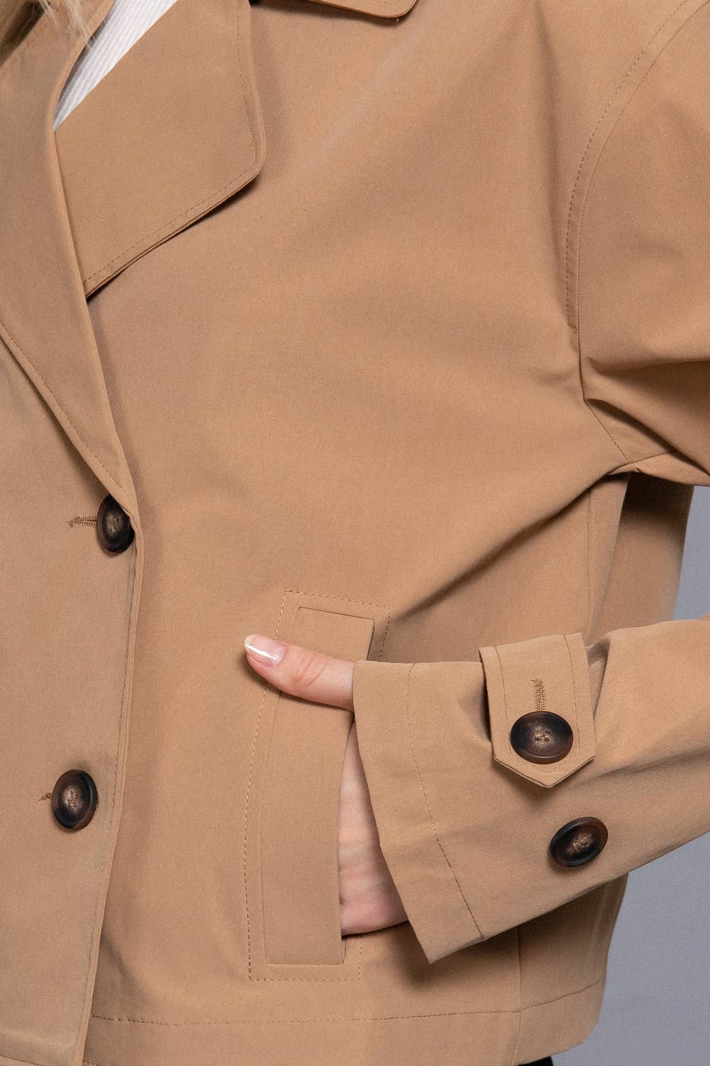 Active Basic | Active USA - Vente Veste – femme - Veste courte trench croisée à manches longues18
