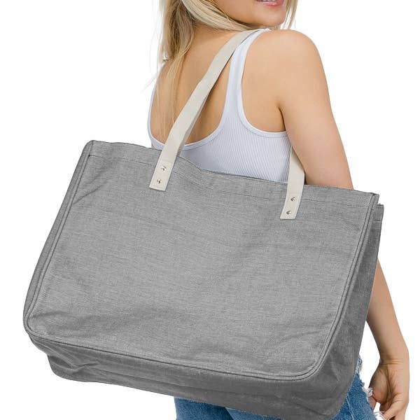 Cap Zone - Wholesale Tote Bag - Women's - Oversized Canvas Jean Like Tote