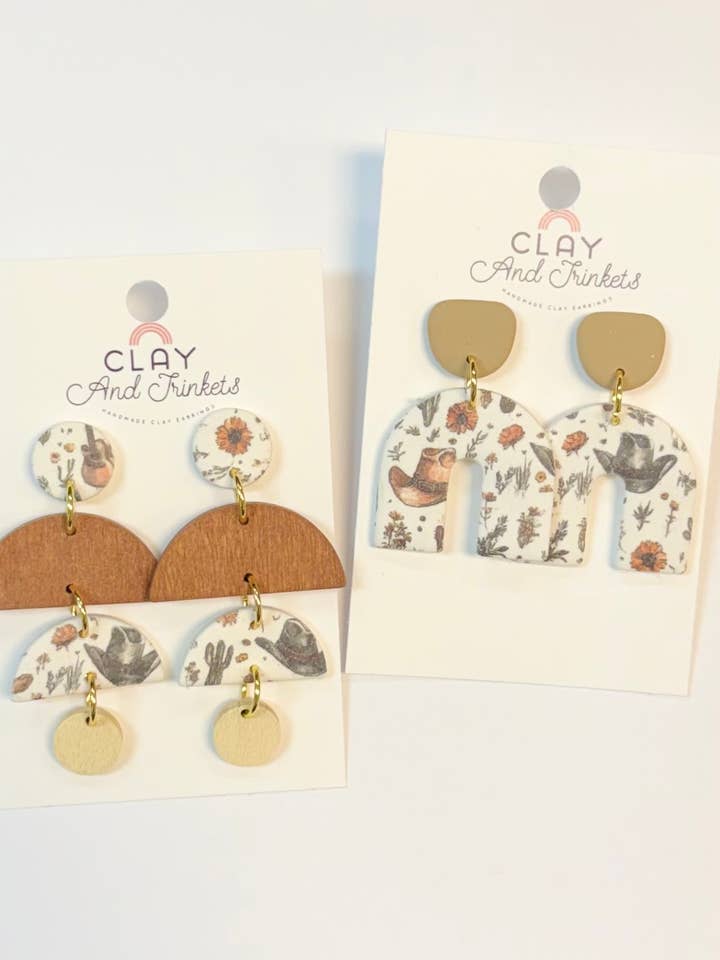 Cali Western Arches/ 3 tier Dangle Earrings for wholesale by Clay and Trinkets