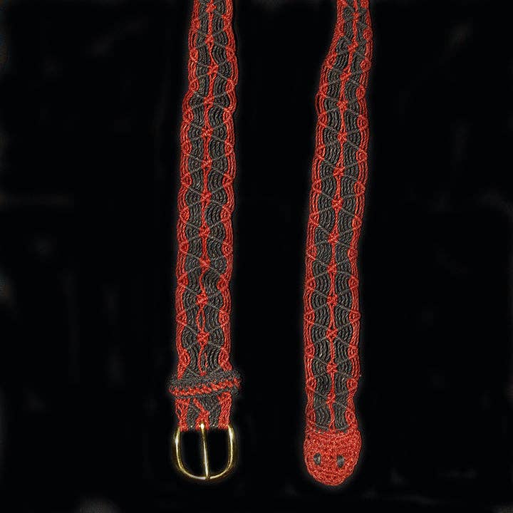 FAIR -TRADE HAND-MADE BELT - RED AND BLACK BOA PATTERN- WOVEN BY PERUVIAN AMAZON ARTISAN for wholesale by Amazon Ecology