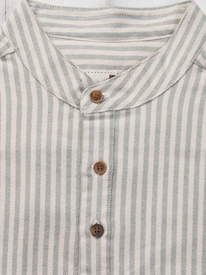 Lee Valley Ireland - Vendita all'ingrosso Camicia button down - Uomo - Camicia da Nonno in Flanella Verde a Righe Singole (LVD)5