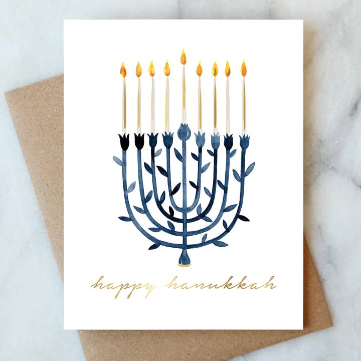 Bright Menorah Hanukkah Greeting Card | Holiday Card for wholesale by Abigail Jayne Design