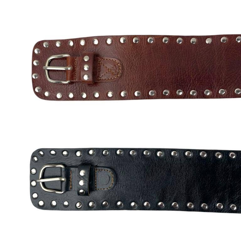 Chenson & Gorett – Cinto - Mulher por atacado – Cinto Artesanal Exclusivo em Pele com Tachas Laterais0