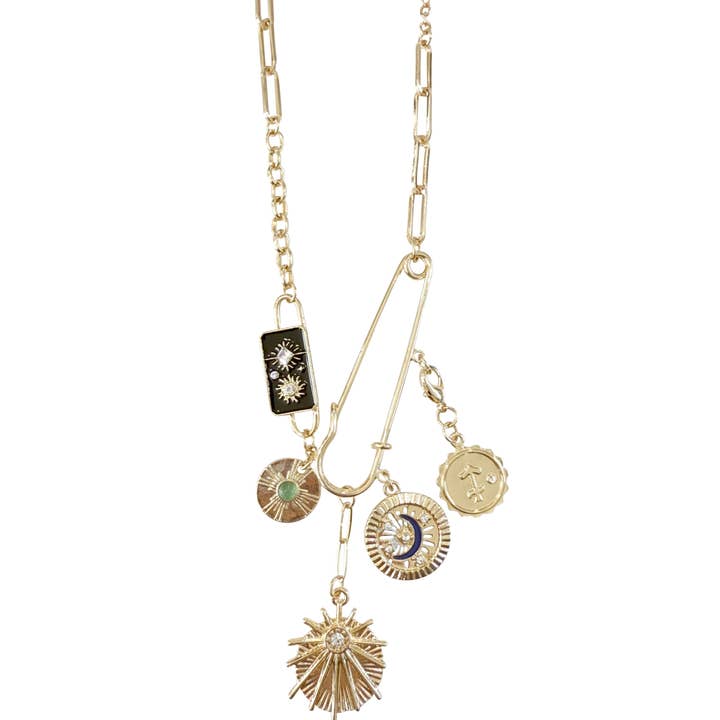 Gemelli - Wholesale Pendant/Charm Necklace - Tamira Celestial Gold Multi Charm Necklace0
