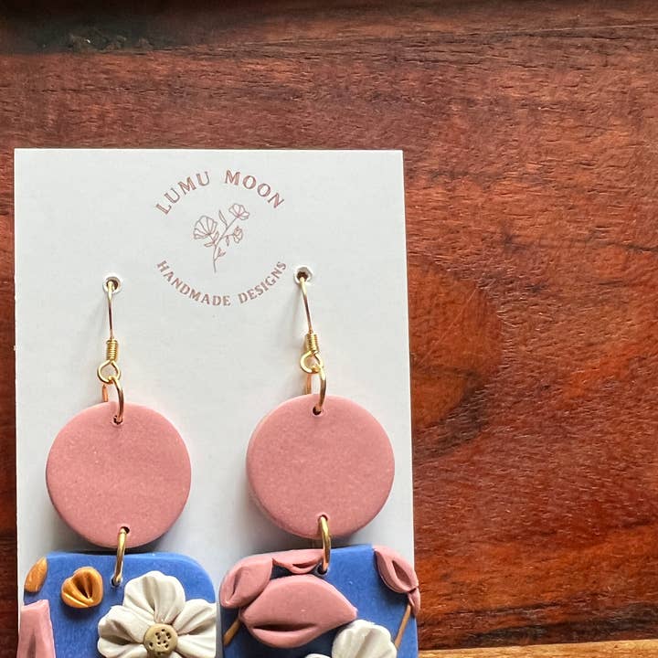 Blue Blossom - Pink & Square for wholesale by Lumu Moon Handmade Designs