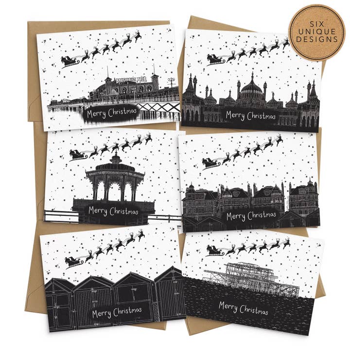 Brighton & Hove Christmas Cards - Set of 6 for wholesale by Poppins & Co.