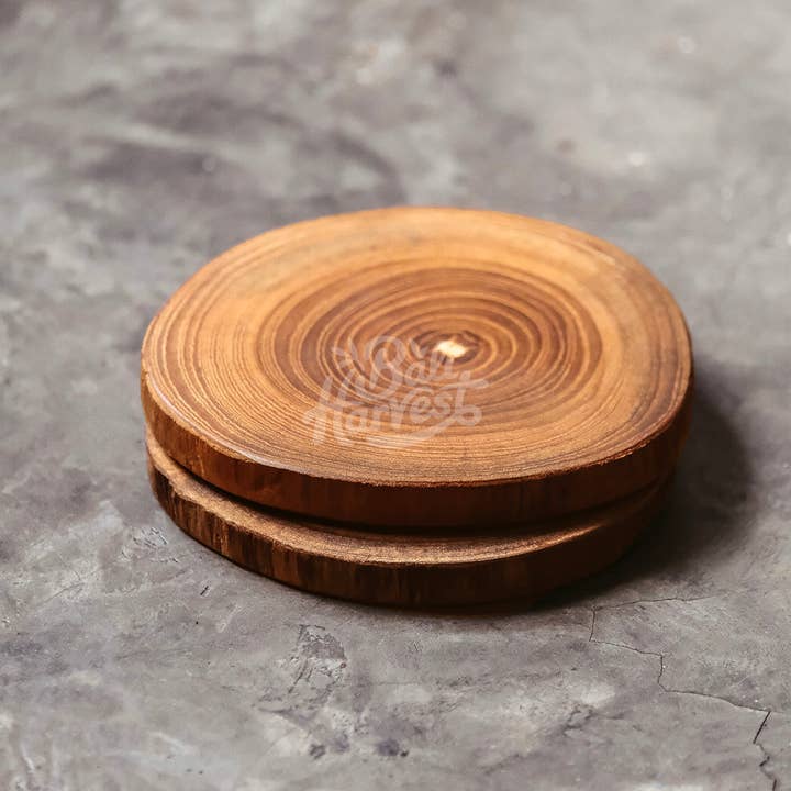 Bali Harvest - Wholesale Coasters - Teak Wooden Coasters (Natural) Drink Mat Mug Cup Glass Top2