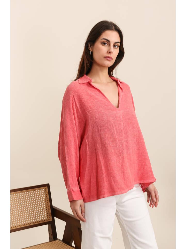 LÉA & LUC - Wholesale Tunic - Women's - Blouse in 50% linen 50% cotton REF. 1007013
