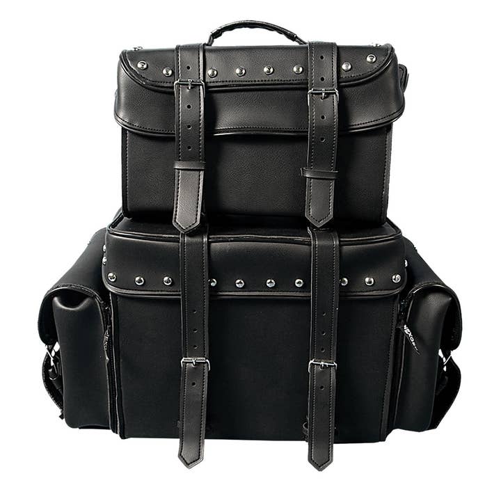 Hot Leathers TRA1007 2 Piece PVC Waterproof Studded Travel Bag 21X23X11 for wholesale by Hot Leathers