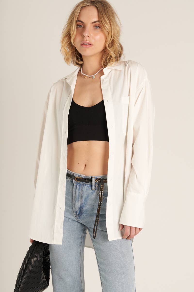 En Crème - Wholesale Button Down Shirt - Women's - Long Sleeve Oversize Button Down Shirt9