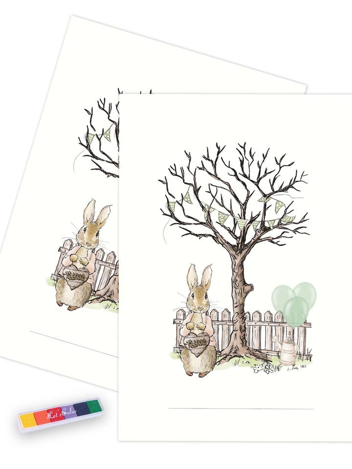 Impressão digital - Impressões digitais multicoloridas da Sra. Coelho por atacado de Mouse and Pen Illustration ApS