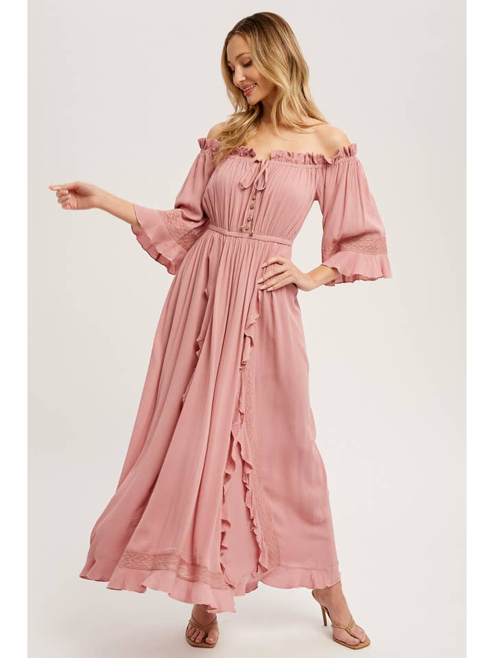 Bluivy - Vendita all'ingrosso Vestito - Donna - MAXI ABITO BOHO CON SPALLE SCOPERTE